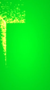Parıldayan sarı parçacıkları içeren soyut tasarım yeşil ekran dikey video üzerinde parlayan bir yuvarlak oluşturur