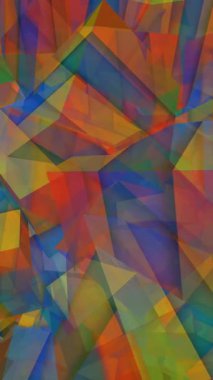 Üstüste binen Şeffaf Geometrik Şekiller ve Parlak Renkler dikey videosunun Canlı Soyut Bileşimi