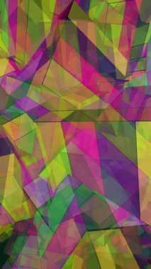 Üstüste binen Şeffaf Geometrik Şekiller ve Parlak Renkler dikey videosunun Canlı Soyut Bileşimi