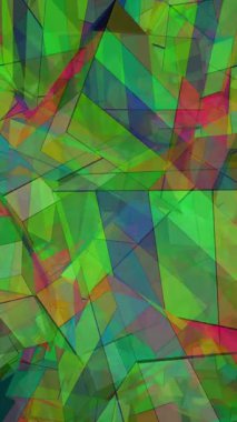 Üstüste binen Şeffaf Geometrik Şekiller ve Parlak Renkler dikey videosunun Canlı Soyut Bileşimi