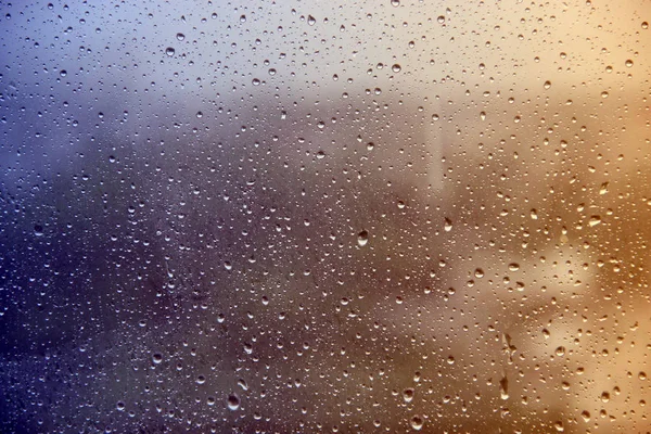 Regn Droppar Fönster Glas Bakgrund — Stockfoto