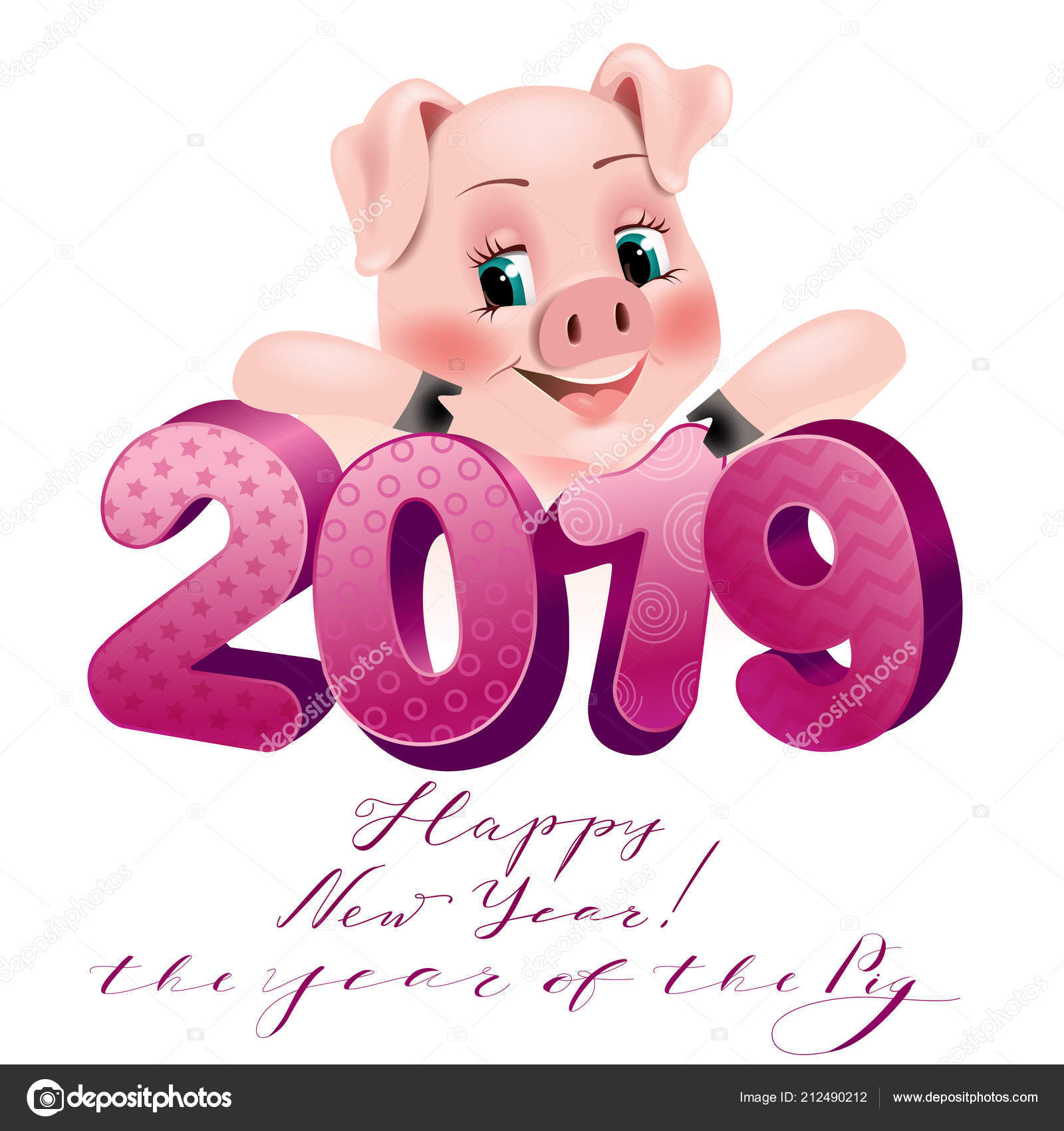 Joyeux Nouvel Carte 2019 Avec Porc Drôle Bonne Année Carte