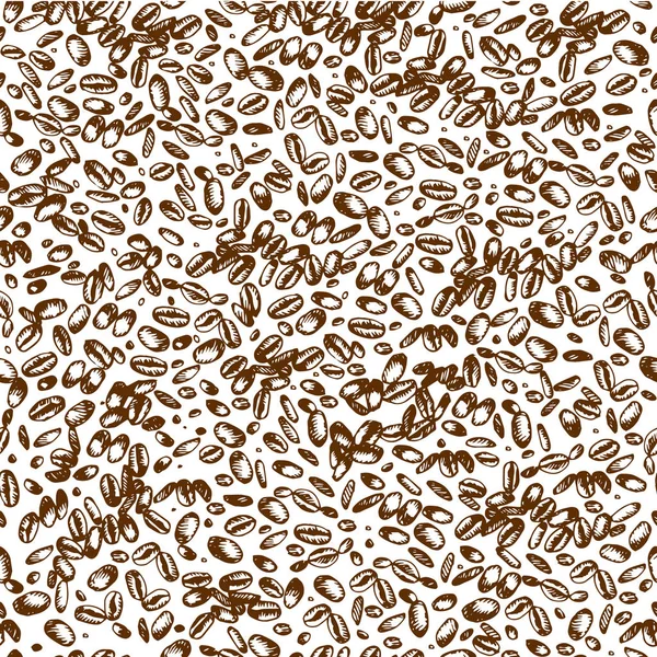 Seamless Coffee Background Hand Drawn Beans — Stock Vector