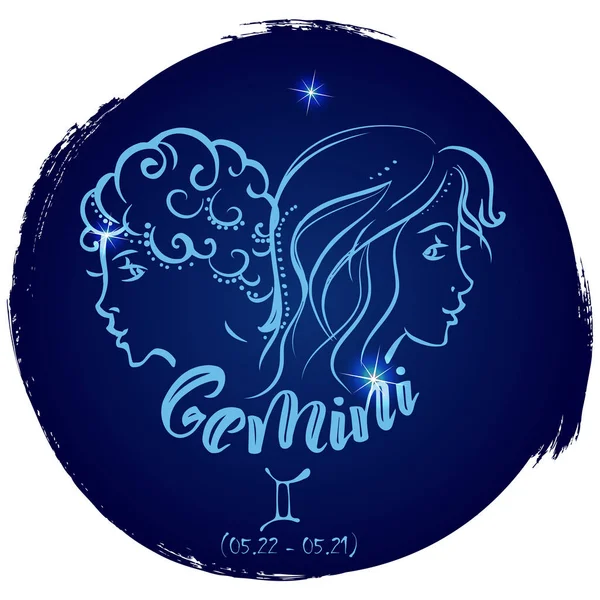 Signe rond du zodiaque Gémeaux — Image vectorielle