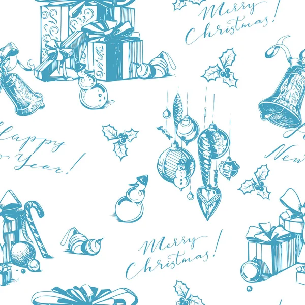 圣诞节无缝的背景与假日字母 — 图库矢量图片