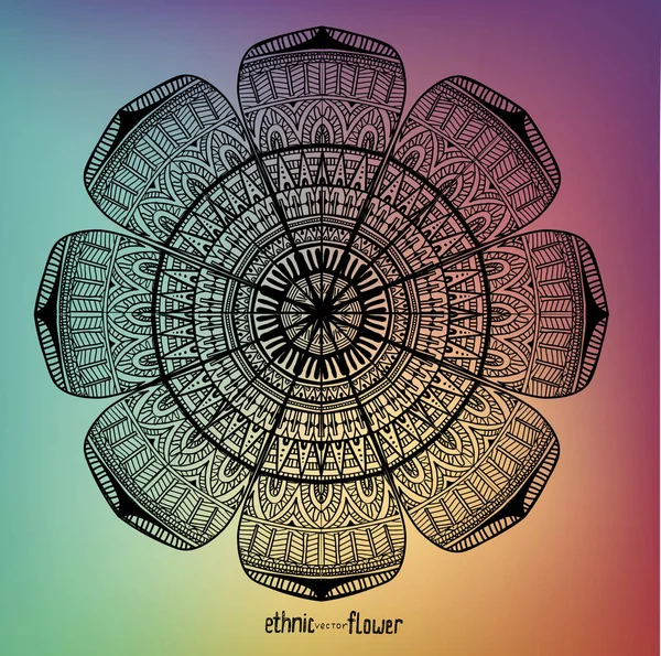Stammeshintergrund mit ethnischen abstrakten handgezeichneten Blume — Stockvektor