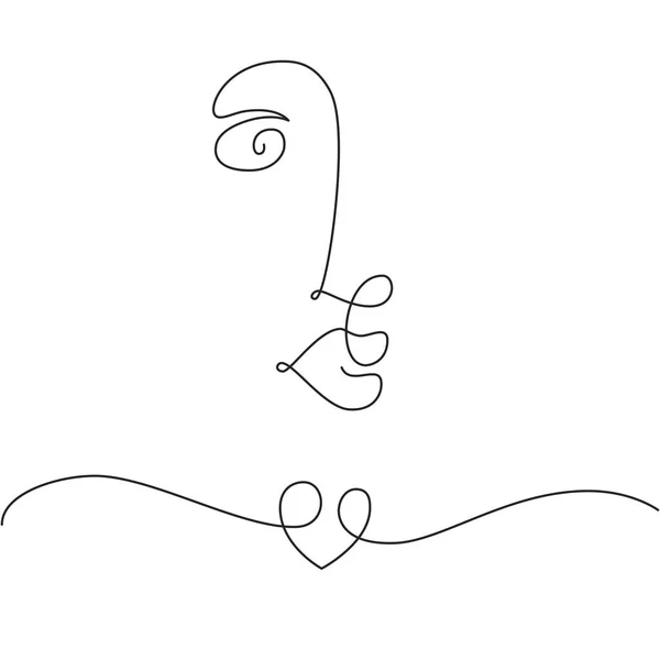 Bir çizgi çizim, minimal sanat adam s yüz — Stok Vektör