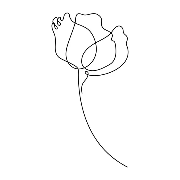 Desenho de flor em uma linha de desenho, arte mínima — Vetor de Stock