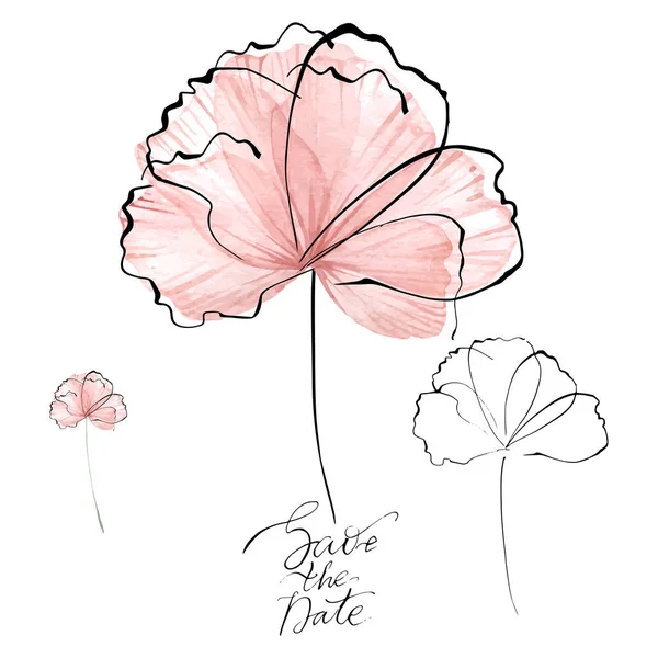 結婚式のスタイルのための手描きの幻想的な水彩画の花 — ストックベクタ