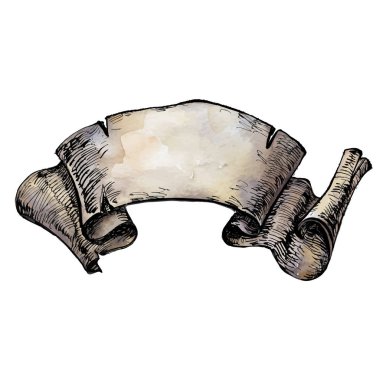 Vintage El Suluboya ve mürekkep Şerit, parşömen çizilmiş