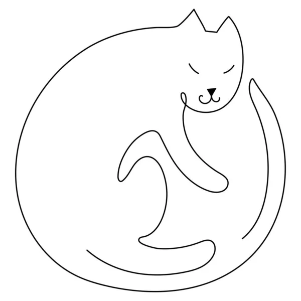 Katze Silhouette Linie Kunst Stil Zeichnung — Stockvektor