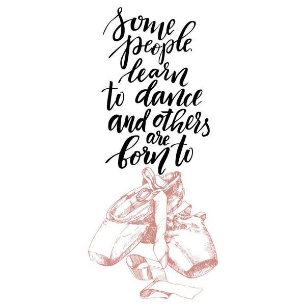 Pointe schoenen en hand rawn belettering ballet thema — Stockvector