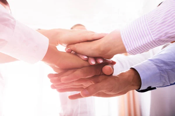 Close Businesspeople Stacking Hands Each Other — Stock Photo, Image