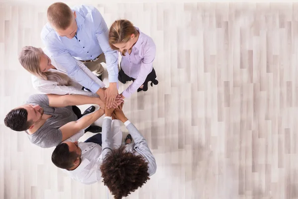 High Angle View Team Stacking Hands — Stock Photo, Image