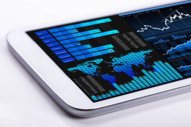 Bir cep telefonu ile grafik ekran üzerinde Kapat