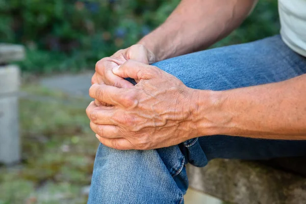 Close Man Having Knee Injury — Stock Photo, Image