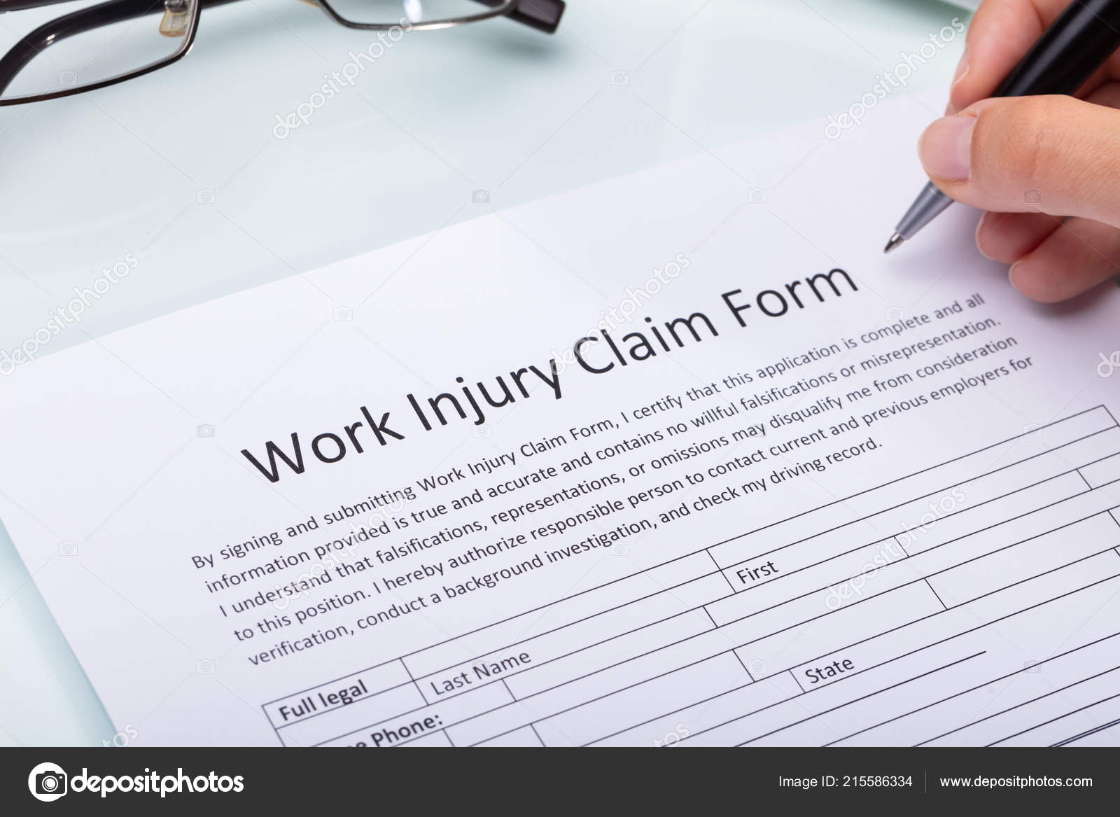 Work Filling Close Woman \u2014 Hand Stock Form ... Claim Injury Work Form Filling Close Injury Woman Claim \u2014 Hand ... Stock