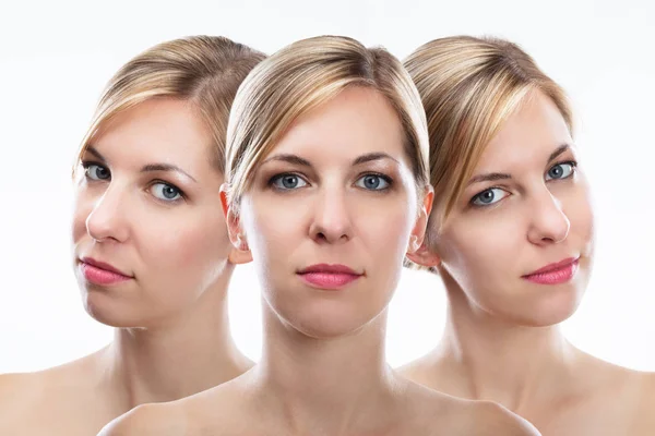 Multiple Exposure Beautiful Young Woman Face — Stock Photo, Image