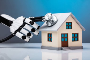 Robot el ev modeli üzerinde yansıtıcı Resepsiyon stetoskop ile incelenmesi