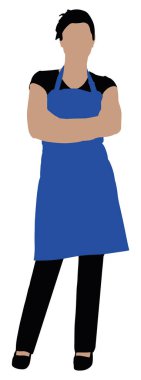 Kadın temizlikçi çapraz kolları olan panoramik manzaralı