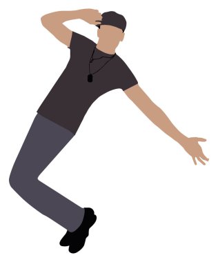 Vektör çizim beyaz arka plan üzerinde atlama Hip Hop Dans