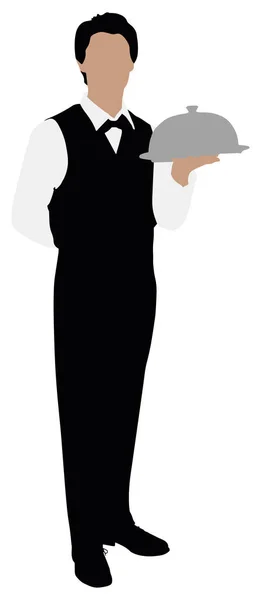 Vector Illustration Waiter Cloche White Background — Stock Vector