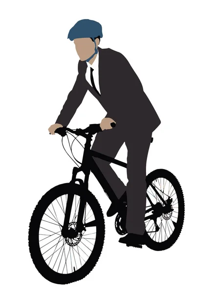 Vista Lateral Ciclista Montar Bicicleta Sobre Fondo Blanco — Archivo Imágenes Vectoriales