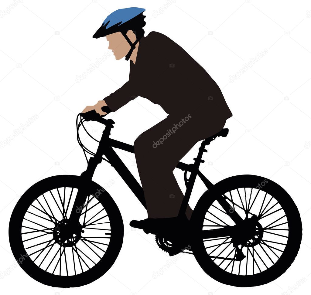 Side View Of A Cyclist Riding Bicycle On White Background