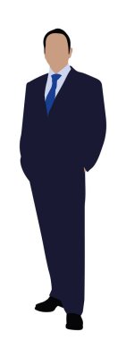 Beyaz arka plan üzerinde duran bir işadamı portresi