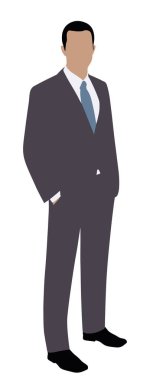 Takım elbise beyaz arka plan üzerinde duran bir işadamı vektör çizim