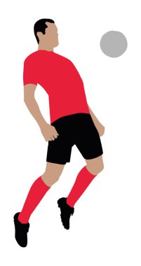 Beyaz arka plan üzerinde futbol oynayan bir futbolcu çizimi