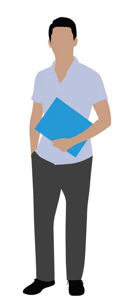 Obrázek Muže Studenta Drží Složku Bílém Pozadí — Stockový vektor