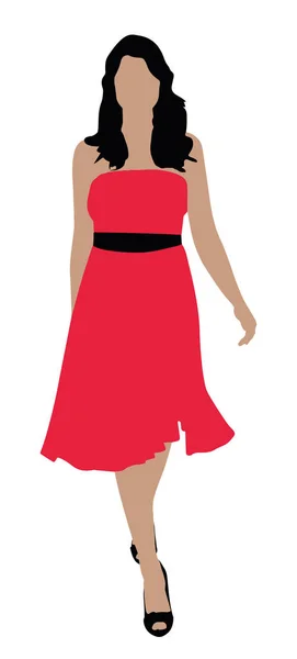 赤いドレスでファッショナブルな女性のイラスト — ストックベクタ