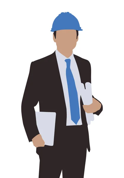 Portrait Male Architect Blueprint — Stock Vector