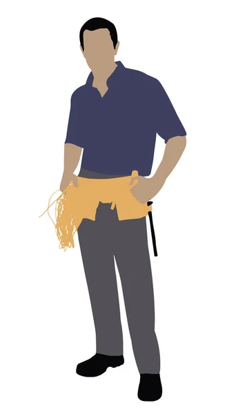 Portrait Technicien Masculin Debout Sur Fond Blanc — Image vectorielle