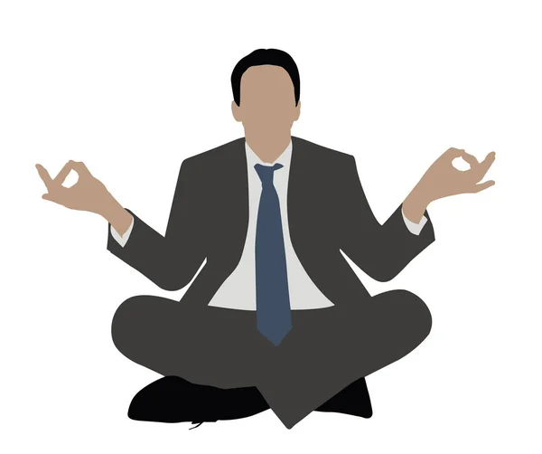 Illustration Eines Geschäftsmannes Anzug Der Auf Weißem Hintergrund Meditiert — Stockvektor