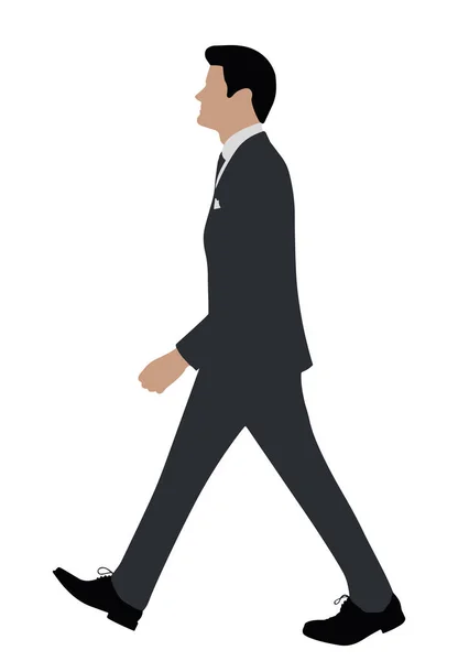 Seitenansicht Eines Geschäftsmannes Anzug Der Auf Weißem Hintergrund Läuft — Stockvektor