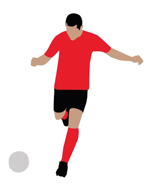 Portrait Joueur Football Donnant Coup Pied Football Sur Fond Blanc — Image vectorielle