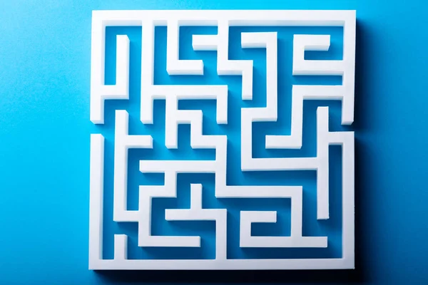 High Angle View White Maze Blue Background — Stock Photo, Image