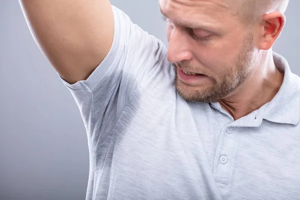 Close Young Man Sweating Badly Armpit — Stock Photo, Image