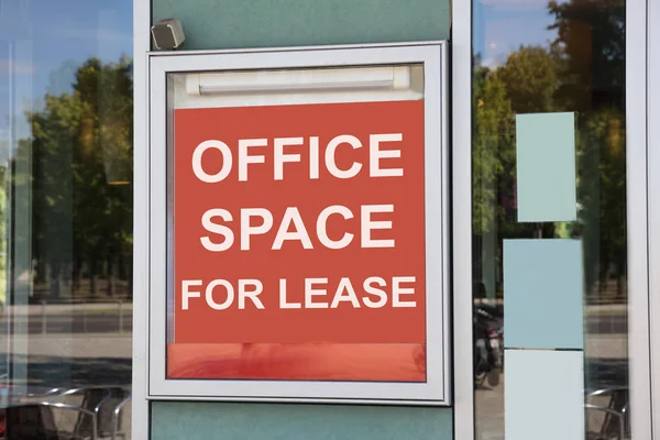 Close Red Office Space Lease Sign Door — Stock Photo, Image