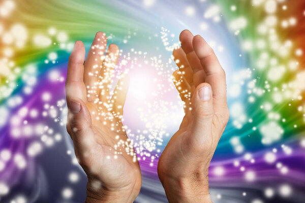 Close-up Of Mysterious Glowing Power In The Hands