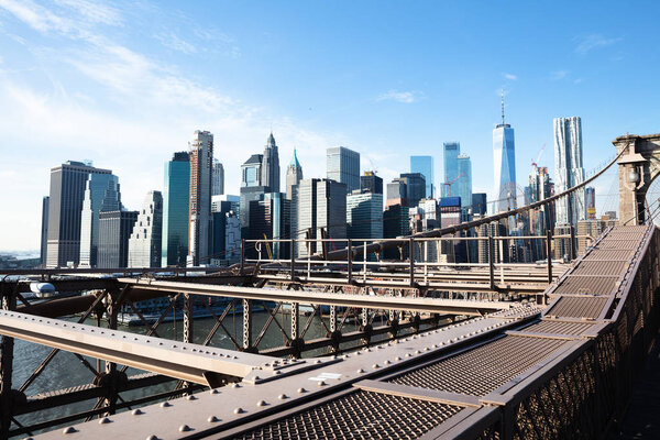 View Of Manhattan Skyscrapers From Brooklyn Bridge