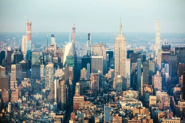 Flygfoto Över New Yorks Skyline Med Urban Skyskrapor — Stockfoto