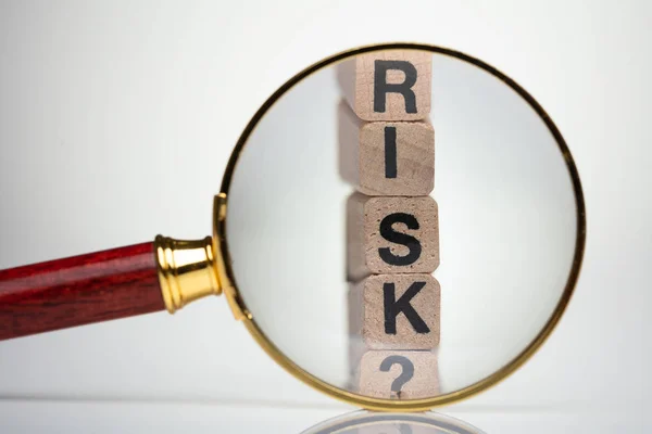 Letter Risk Word Help Magnifying Glass — Stock Photo, Image