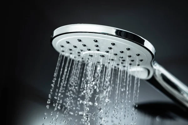 Close Water Flowing Shower Bathroom — Stock Photo, Image