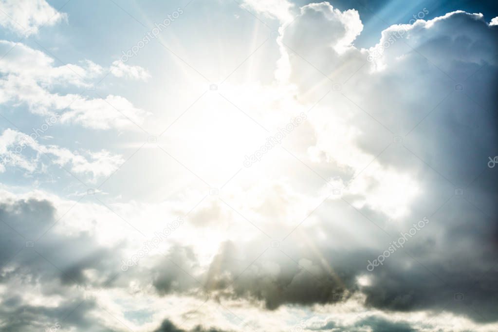 Full Frame Of Sunlight Bursting In Blue Sky