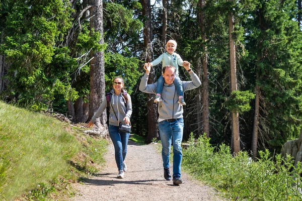 Sentiero Escursionistico Famiglie Montagna Estate — Foto Stock