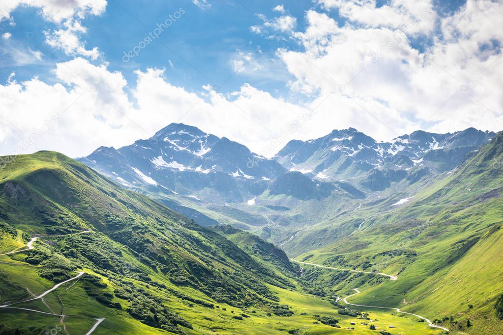 Mountain Range In Austrian Alps In Summer