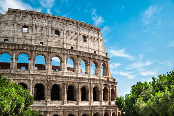 Colosseum Exterior On A Sunny Summer Day In Rome, Italy